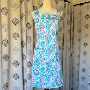 Talbots Blue and Pink Paisley Midi Dress